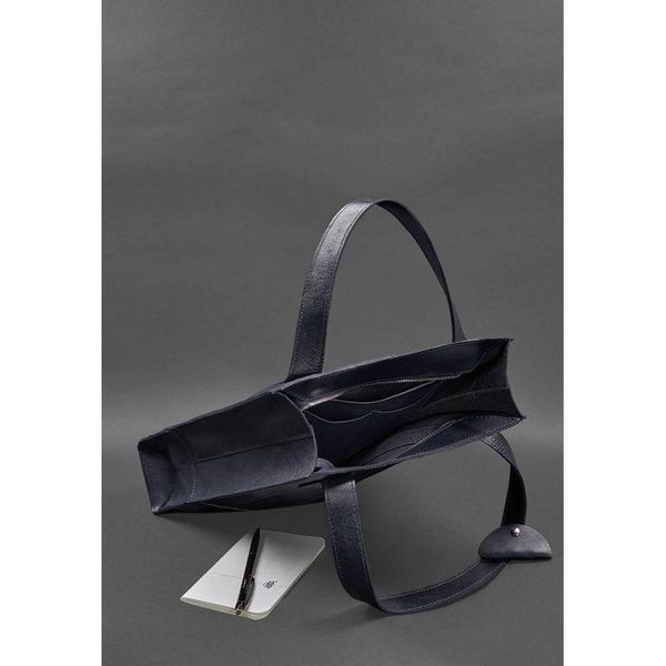 Шкіряна жіноча сумка-шопер Бетсі темно-синій крат BN-BAG-10-navy-blue фото