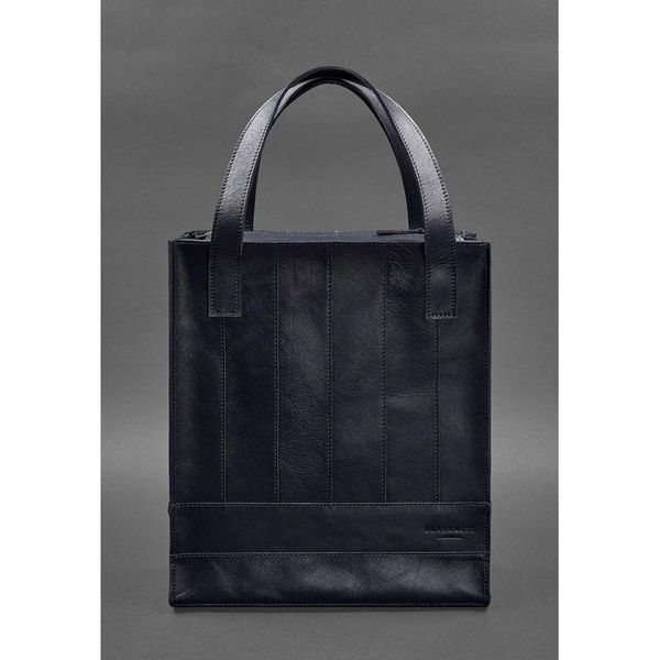 Шкіряна жіноча сумка-шопер Бетсі темно-синій крат BN-BAG-10-navy-blue фото