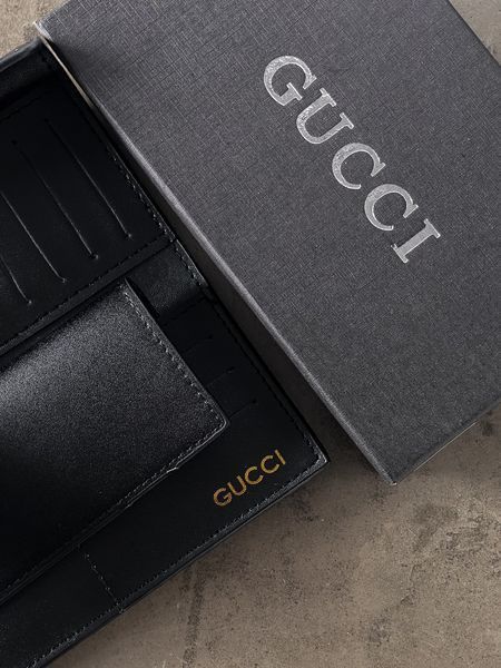 Жіночий гаманець Gucci чорний стьобаний подвійний Гччі 20539-1 фото
