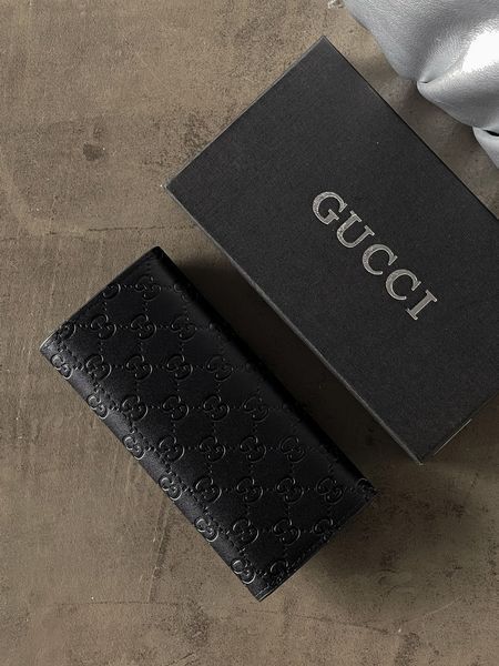 Жіночий гаманець Gucci чорний стьобаний подвійний Гччі 20539-1 фото