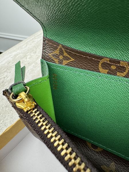 Жіночий гаманець Louis Vuitton коричневий + зелений великий конверт Луї Віттон 20293-7 фото