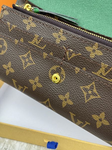 Жіночий гаманець Louis Vuitton коричневий + зелений великий конверт Луї Віттон 20293-7 фото