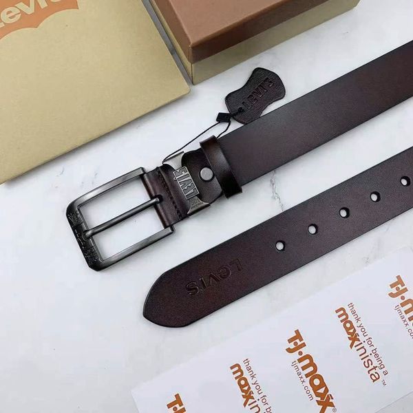 Брендовий чоловічий ремінь Levis brown коричневий 2365677489 фото