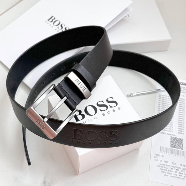 Брендовий чоловічий ремінь Boss із натуральної шкіри 410 фото