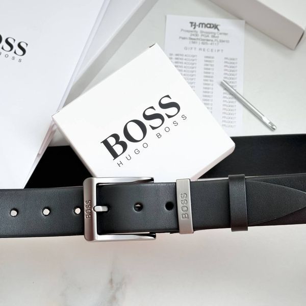 Брендовий чоловічий ремінь Boss із натуральної шкіри 410 фото