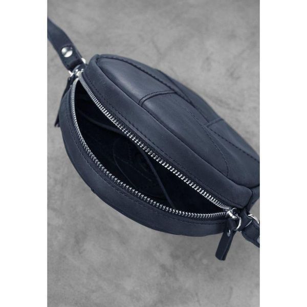 Шкіряна кругла жіноча сумка Бон-Бон синя Crazy Horse BN-BAG-11-nn фото
