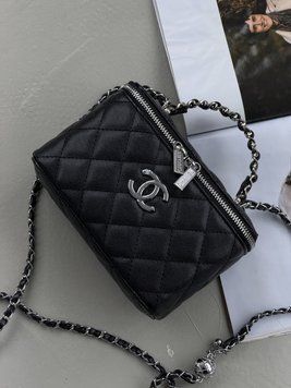 Сумка Chanel Classic Black Lambskin чорний в сріблі 205462 фото