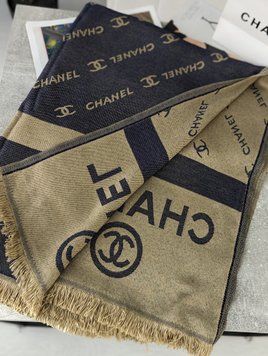 Палантин шарф CHANEL жіночий шарф шанель бежево-синій CH-3012 фото
