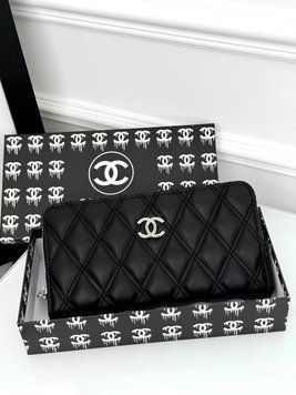 Жіночий гаманець Chanel великий &mdash; Шанель чорний срібло 3321838 фото