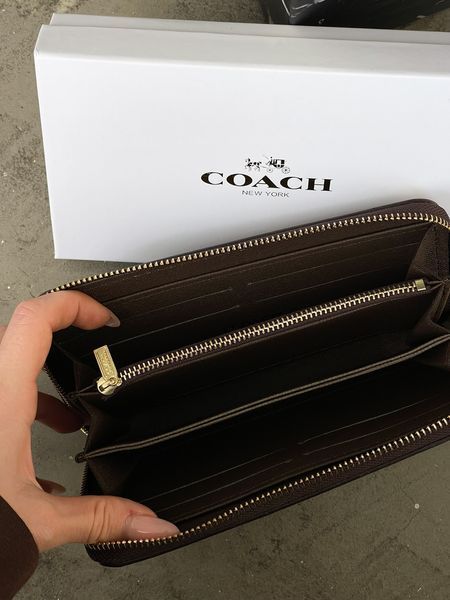 Жіночий гаманець Coach коричневий на багато відділень великий Коуч 20535-2 фото