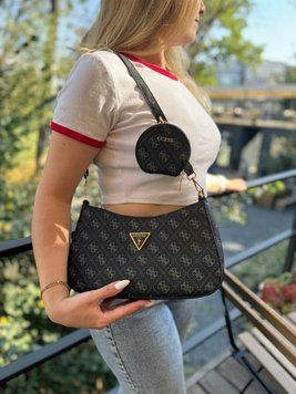 Сумка жіноча Guess Noelle багет 2 в 1 чорний 204915 фото