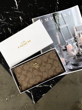 Жіночий гаманець Coach коричневий на багато відділень великий Коуч 20535-4 фото