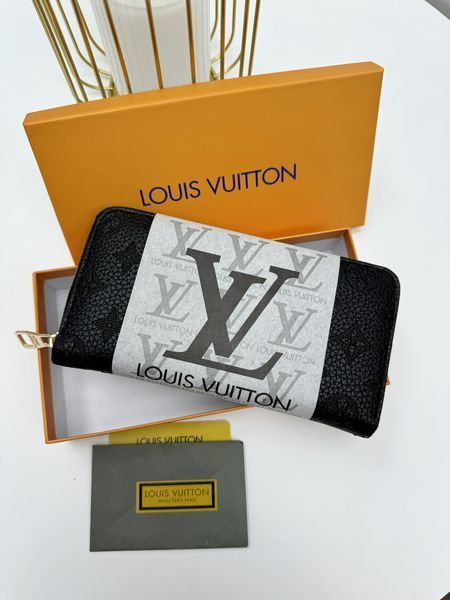 Чоловічий гаманець Louis Vuitton чорний стьобаний Луї Вітон гаманець унісекс 20351-3 фото