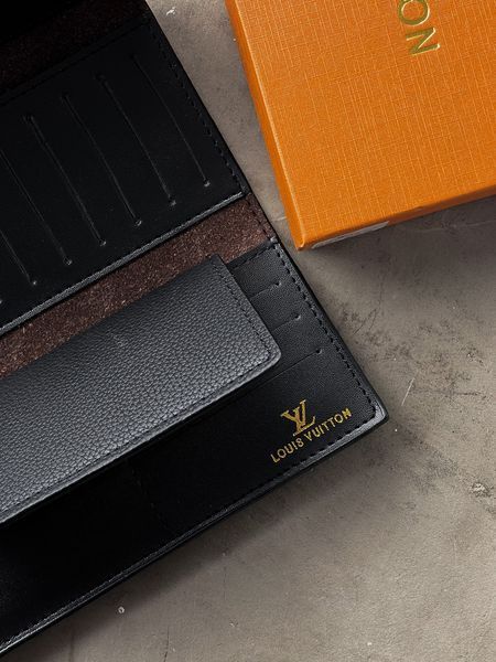 Жіночий гаманець Louis Vuitton чорний стьобаний подвійний Луї Віттон 20536-2 фото