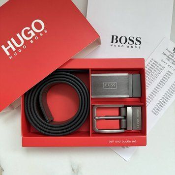 Чоловічий подарунковий набір (ремінь з двома пряжками) H.Boss (218) 2365677281 фото