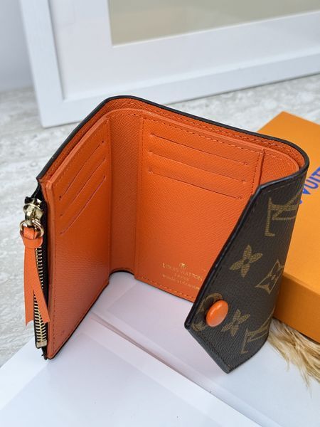 Жіночий гаманець Louis Vuitton коричневий + жовтогарячий конверт міні Луї Віттон 20288-2 фото
