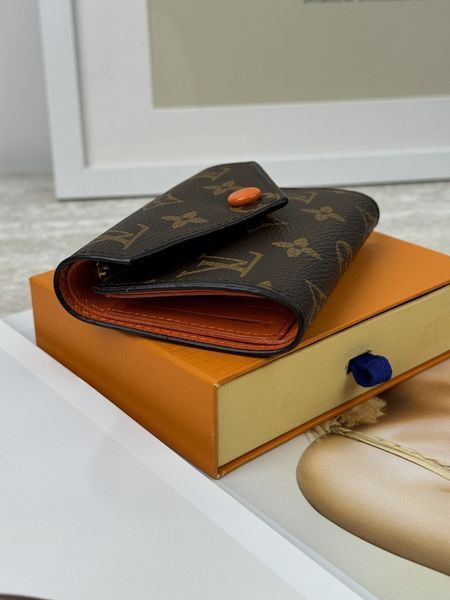 Жіночий гаманець Louis Vuitton коричневий + жовтогарячий конверт міні Луї Віттон 20288-2 фото
