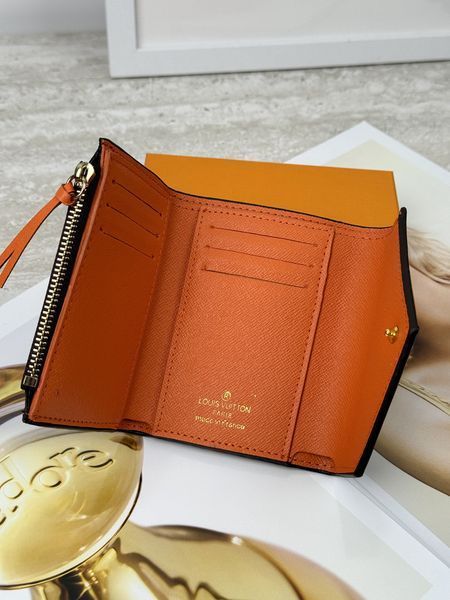 Жіночий гаманець Louis Vuitton коричневий + жовтогарячий конверт міні Луї Віттон 20288-2 фото