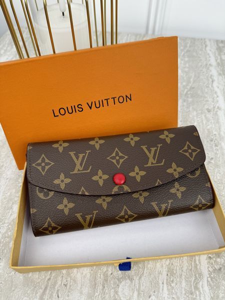 Жіночий гаманець Louis Vuitton коричневий + червоний великий Луї Віттон 20293-3 фото