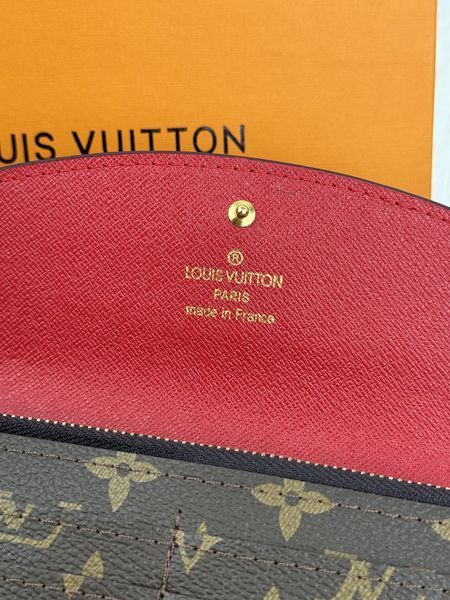 Жіночий гаманець Louis Vuitton коричневий + червоний великий Луї Віттон 20293-3 фото