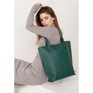 Шкіряна жіноча сумка-шопер DD. зелена BN-BAG-17-malachite фото
