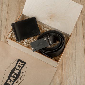 Чоловічий подарунковий набір Leather Collection (затиск і ремінь автомат) (LC009) 2365676704 фото