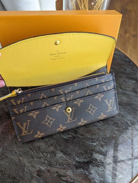 Жіночий гаманець Louis Vuitton коричневий + жовтий великий Луї Віттон 20293-1 фото