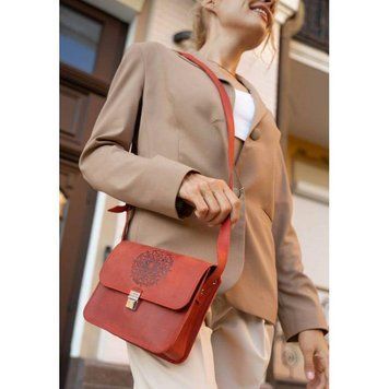 Шкіряна жіноча бохо-сумка Лілу Коралова BN-BAG-3-coral-man фото