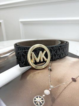 Ремінь унісекс- пояс Michael Kors чорний золото Елізабет Корс MK-10011 фото