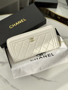 Жіночий гаманець Chanel білий із комплектацією великий Шанель 20049-2 фото