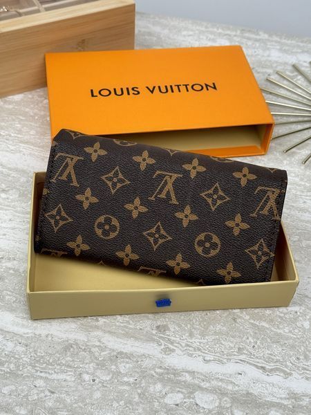 Жіночий гаманець Louis Vuitton коричневий + червоний великий подвійний Луї Віттон 20513-3 фото