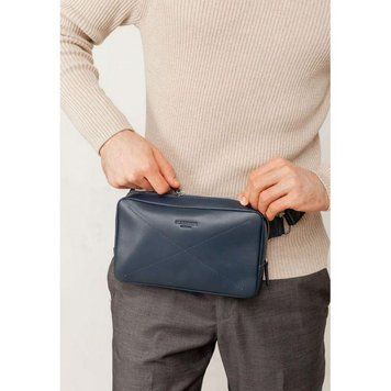 Шкіряна поясна сумка Dropbag Maxi темно-синя BN-BAG-20-navy-blue фото