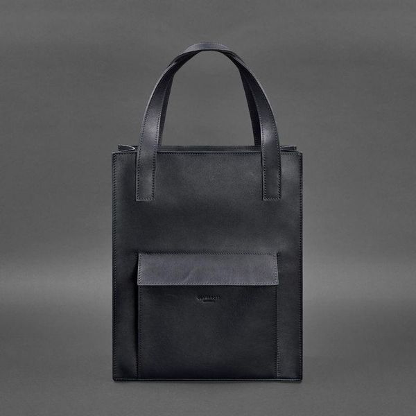 Шкіряна жіноча сумка-шопер Бетсі з кишенею синя Краст BN-BAG-10-1-navy-blue фото