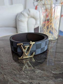 Широкий ремінь Луї Віттон Louis Vuitton чорний у шашки 3290 фото
